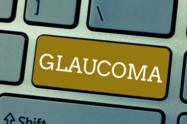 A kézírás szöveg Glaucoma. Koncepció, ami azt jelenti, szem betegség, amely kárt okozhat a látóideg látásvesztés — Stock Fotó