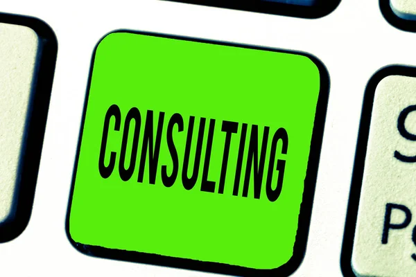 Text sign showing Consulting. Conceptual photo Asking for expert advice opinion on particular subject Discussion — Stock Photo, Image