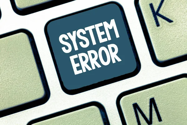 Handwriting text System Error. Concept meaning Technological failure Software collapse crash Information loss