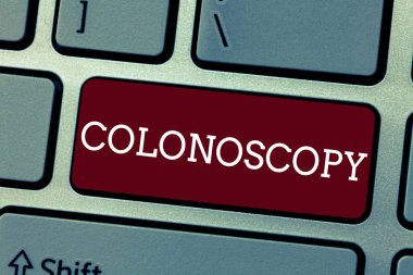 Kavramsal el kolonoskopi gösterilen yazma. Kalın bağırsak kolon tanı endoskopik muayene vitrine iş fotoğraf