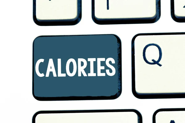 Signe texte montrant Calories. Photo conceptuelle Énergie libérée par la nourriture telle qu'elle est digérée par le corps huanalysis — Photo