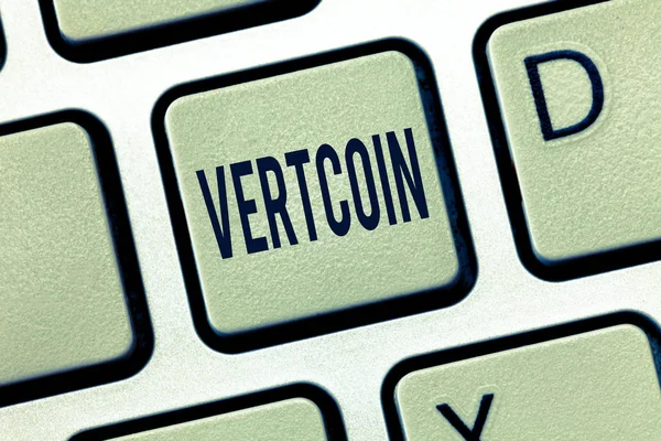 Rukopis textu Vertcoin. Koncept význam kryptoměn Blockchain digitální měny obchodovatelné tokenu — Stock fotografie