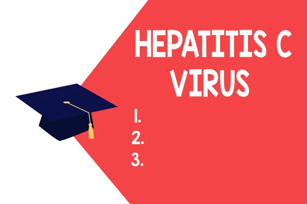 Textzeichen mit Hepatitis-C-Virus. Foto-Infektionserreger, der virale Hepatitis verursacht — Stockfoto