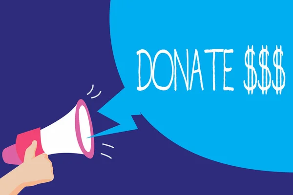 Bağış gösterilen metin işareti. Kavramsal fotoğraf bir neden için gönüllü olarak para ver gerekli yardım daha gösterme — Stok fotoğraf