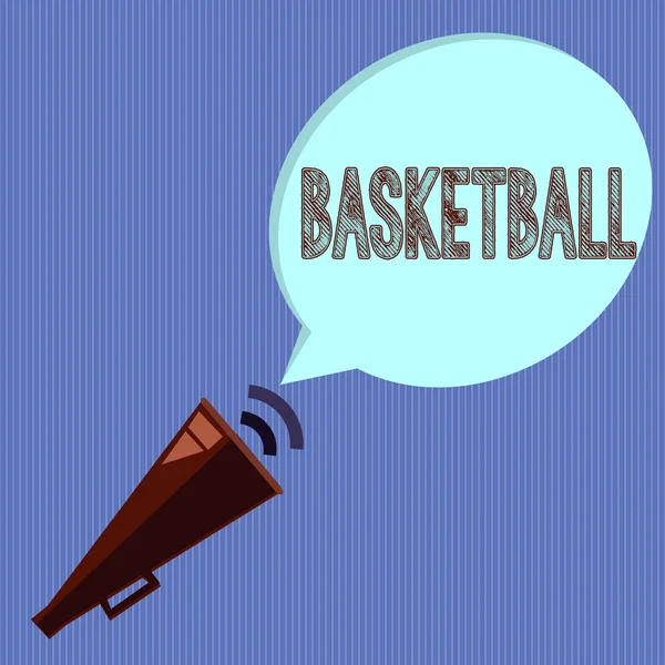 Wortschreiben Text-Basketball. Geschäftskonzept für Sport im Innenhof Spielwettbewerb Wurf Ball zu offenem Netz — Stockfoto