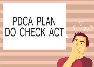 Metin PDCA Plan yapmak kontrol hareket gösteren bir işaret. Kavramsal fotoğraf Deming tekerlek sorunları çözme sürecinde geliştirilmiş