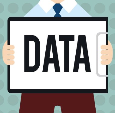 Kavramsal el göstermek veri yazma. İş fotoğraf metin bilgi gerçekler ve referans olarak toplanan istatistikleri