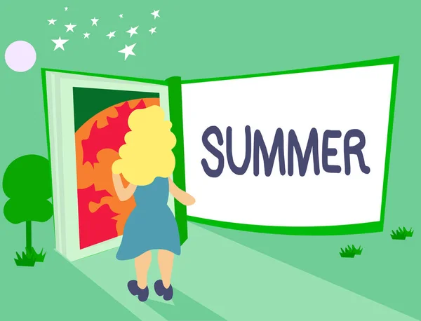 Testo calligrafico Summer. Concetto che significa stagione più calda dell'anno nell'emisfero settentrionale da giugno ad agosto — Foto Stock