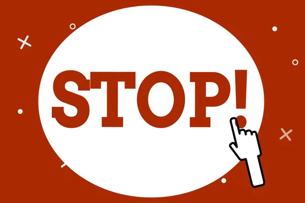 Scrittura concettuale a mano che mostra Stop. Business photo showcase Come to a end Prevenire Agire per un evento di accadere — Foto Stock