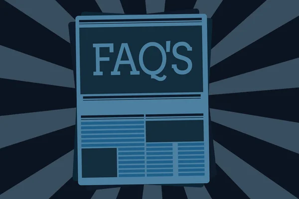 Sinal de texto mostrando Faq s é. Lista de fotos conceitual de perguntas e respostas relativas a um determinado assunto — Fotografia de Stock