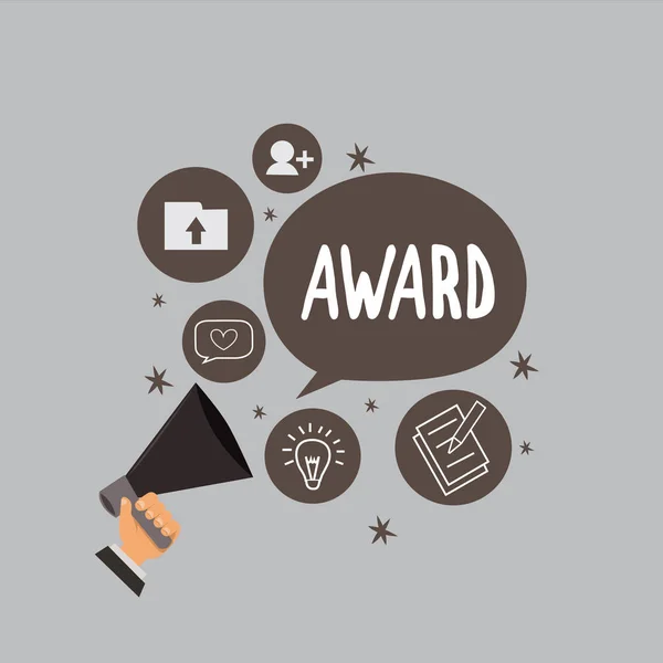 Text sign showing Award. Conceptual photo Prize and other mark of recognition given in honor of an achievement — Stock Photo, Image