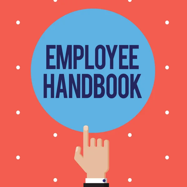 Text sign showing Employee Handbook. Conceptual photo Document that contains an operating procedures of company