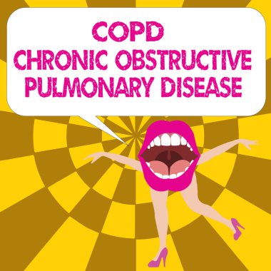 Kavramsal el KOAH kronik obstrüktif akciğer hastalığı gösterilen yazma. İş fotoğraf metin akciğer hastalığı zorluk nefes