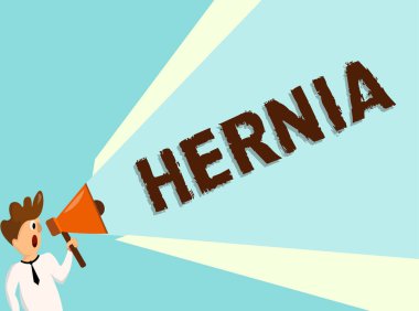 Kavramsal el fıtık gösterilen yazma. İş fotoğraf metin anormal çıkmak doku veya organ kavite duvarı