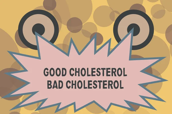 Szöveg jel mutatja a jó koleszterin, rossz koleszterin. Fogalmi fénykép zsírok a vérben származik az étel, amit megeszünk — Stock Fotó