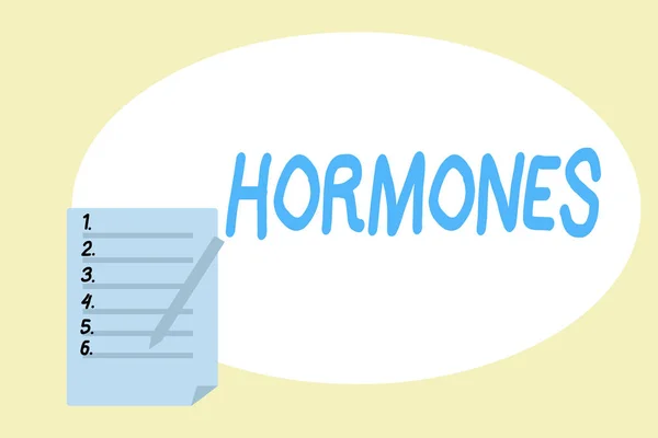 Handschriftliche Textschreiben Hormone. Konzept bedeutet regulatorische Substanz, die in Organismus transportierten Gewebeflüssigkeiten produziert wird — Stockfoto