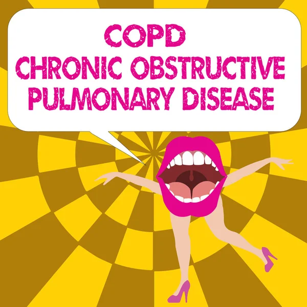 Ecriture conceptuelle montrant Copd Chronic Obstructive Pulmonary Disease. Texte de la photo d'affaires Maladie pulmonaire Difficulté à respirer — Photo