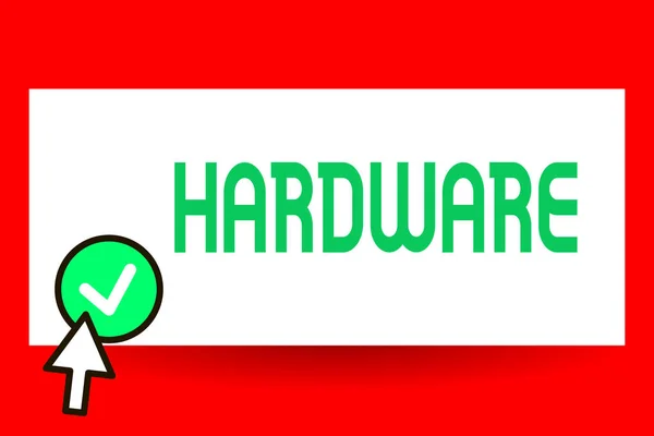 Conceptuele hand schrijven tonen van Hardware. Zakelijke foto tekst machines en andere elektronische computersysteem fysieke onderdelen — Stockfoto