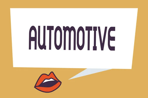 Escrevendo nota mostrando Automotive. Foto de negócios mostrando Selfpropelled Relacionado com veículos a motor automóveis automóveis — Fotografia de Stock