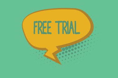 Ücretsiz deneme gösterilen metin işareti. Kavramsal fotoğraf ürün veya hizmeti denemek ve geribildirim vermek için ücretsiz teklif