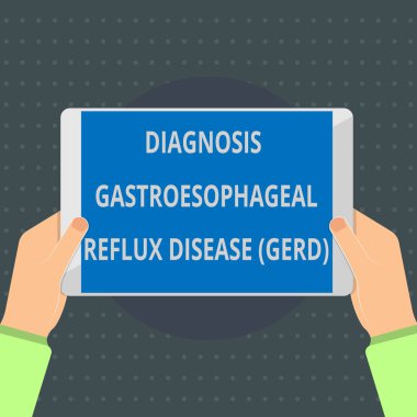 Tanı gastroözofageal reflü hastalığı Gerd gösterilen metin işareti. Kavramsal fotoğraf sindirim bozukluğu