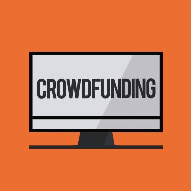 Word metin yazma Crowdfunding. Gösteren çok sayıda para yükselterek bir proje finansmanı için iş kavramı