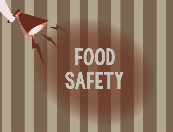 Text sign showing Food Safety. Conceptual photo Conditions and practices that preserve the quality of food — Stock Photo, Image