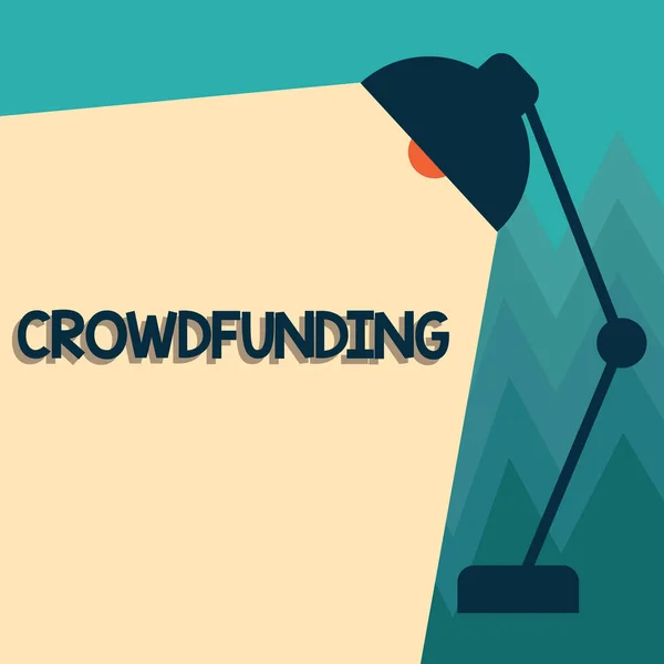 Fogalmi kézi írás, Crowdfunding mutatja. Üzleti fénykép bemutató finanszíroz egy projektet emelésével a pénz a nagy számú találat — Stock Fotó