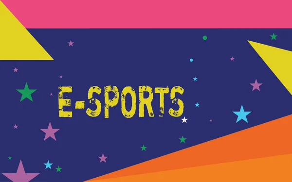 Почерк тексту, що пише E Sports. Концепція, що означає багатокористувацька відеогра, що грається конкурентоспроможним для глядачів — стокове фото