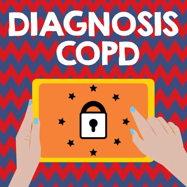 Schrijven van notitie weergegeven: diagnose Copd. Zakelijke foto presentatie van obstructie van longkanker luchtstroom die met ademhaling belemmert — Stockfoto