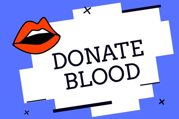 Написання нотатки про пожертвування крові. Бізнес-фото показ Посилається на колекцію крові зазвичай від донорів — стокове фото