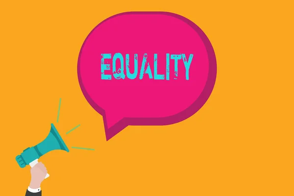 Handwriting text writing Equality. Concept meaning state of being equal especially in status rights or opportunities — Stock Photo, Image