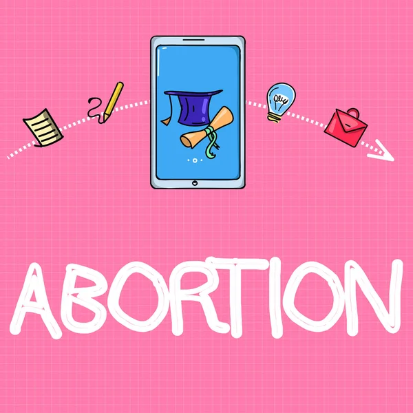 Konzeptionelle Handschrift, die Abtreibung zeigt. Geschäftstext: Bewusster Schwangerschaftsabbruch des Embryos — Stockfoto