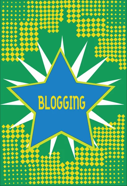 Κείμενο πινακίδα που δείχνει το Blogging. Εννοιολογική φωτογραφία γράφει υλικό για ένα blog σε απευθείας σύνδεση ψηφιακή σύγχρονης επικοινωνίας — Φωτογραφία Αρχείου
