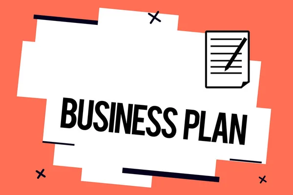 Manuscrito texto escrevendo Plano de Negócios. Conceito significado Estratégia Estrutural Objectivos e Objectivos Projecções Financeiras — Fotografia de Stock