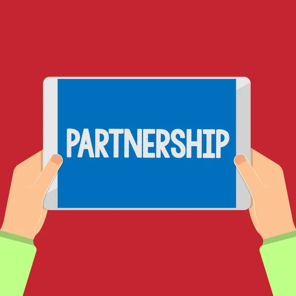 Az írás partnerség a következő Megjegyzés. Bemutatják két vagy több találat partneri együttműködés egység Szövetsége üzleti fotó — Stock Fotó