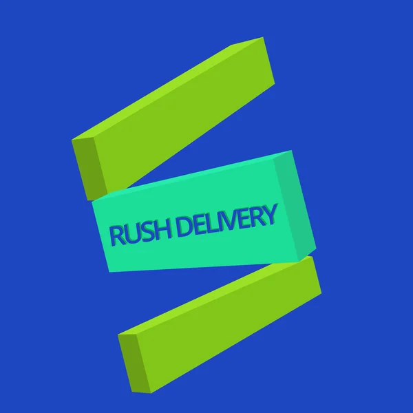 Signo de texto que muestra Rush Delivery. Foto conceptual Urgencia en el transporte de mercancías al cliente Necesidad urgente —  Fotos de Stock