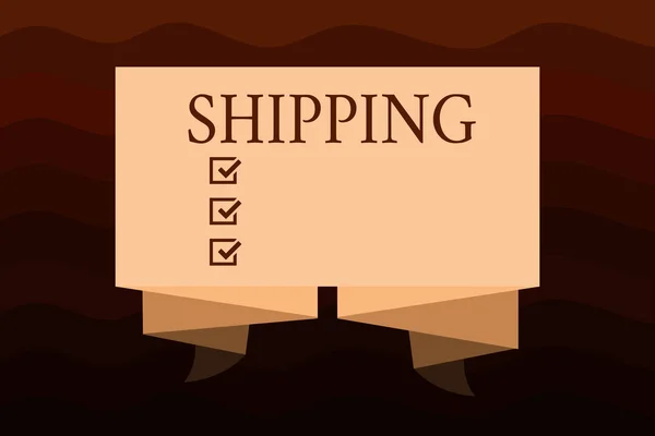 Handwriting text Shipping. Concept meaning ships considered collectively especially those in particular area — Stock Photo, Image