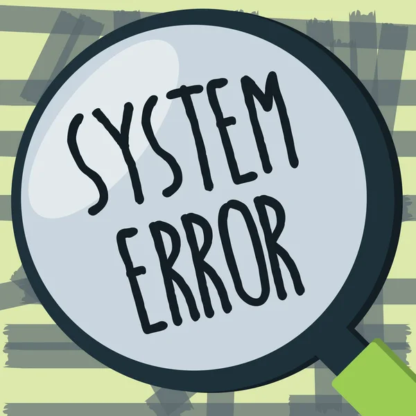 Nota de escritura que muestra el error del sistema. Foto de negocios mostrando fallo tecnológico Accidente de colapso de software Pérdida de información — Foto de Stock