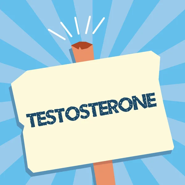 Writing note showing Testosterone. Business photo showcasing Hormone development of male secondary sexual characteristics.