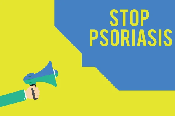 Texto de escritura de palabras Stop Psoriasis. Concepto de negocio para poner fin al trastorno que causa la rápida acumulación de células de la piel — Foto de Stock