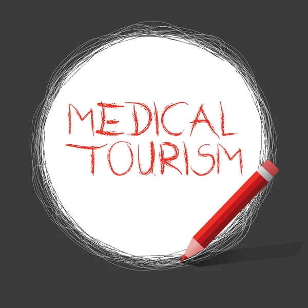 Writing note showing Medical Tourism. Business photo showcasing People traveling to other country to get medical treatment — Stock Photo, Image