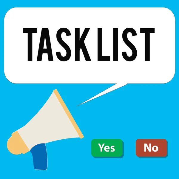 Schrijven van notitie weergegeven: Task List. Zakelijke foto presentatie van Planification herinnering groep activiteiten die moeten worden gedaan — Stockfoto