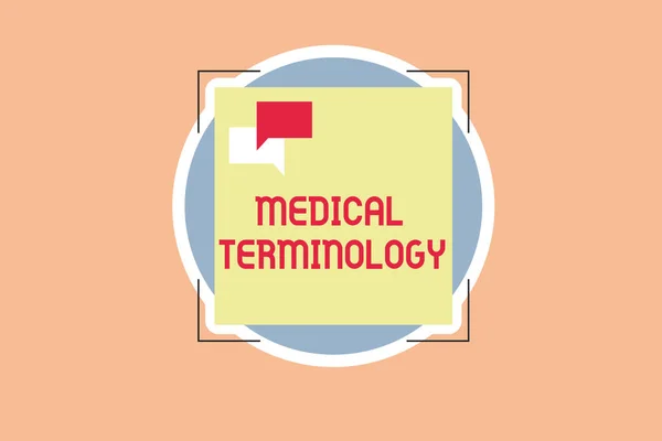 Nota escrita que muestra Terminología Médica. Foto de negocios mostrando el lenguaje utilizado para describir con precisión el cuerpo huanalysis —  Fotos de Stock