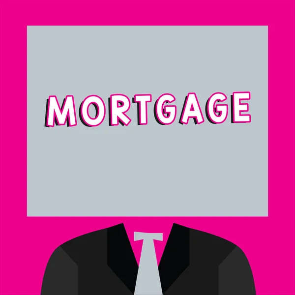 Word writing text Mortgage. Business concept for agreement by which bank lends money interest exchange for property — Stock Photo, Image
