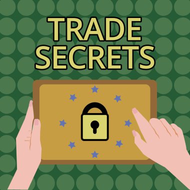 Ticari sırlar yazma el yazısı metin. Teknik anlam kavramı analysisufacturing bir şirket tarafından kullanılan ürünleri.