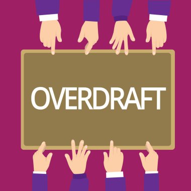 Kredili Mevduat yazma el yazısı metin. Olandan daha fazla para çizerek banka hesabında açığı anlam kavramı düzenlenen