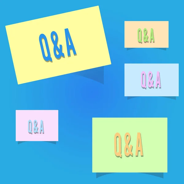 概念手写显示 Q 和 a. 商业照片展示在展示组之间交换问题和答案 — 图库照片