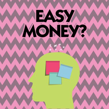 Kolay para soru gösterilen metin işareti. Kavramsal fotoğraf gelirleri kolayca özellikle dürüst olmayan bir şekilde elde