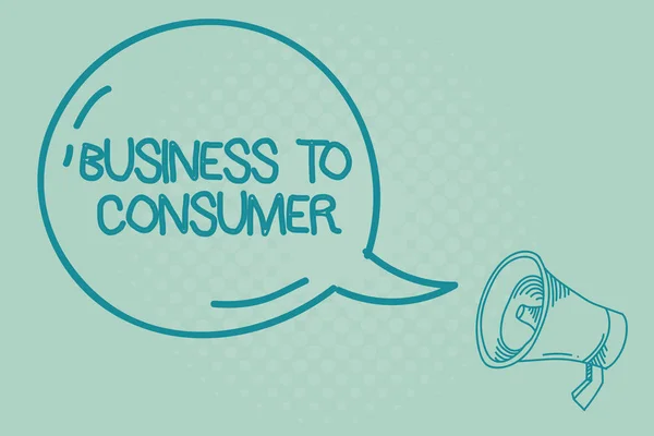 Signo de texto que muestra Business To Consumer. Foto conceptual Transacción directa entre una empresa y los usuarios finales — Foto de Stock